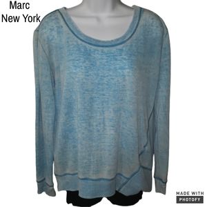 Marc New York sweatshirt light blue round neck distressed size small